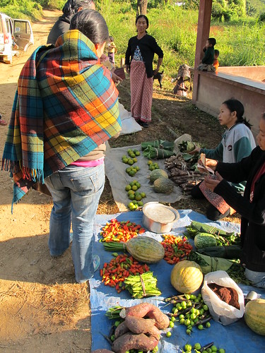 Fruit and veg being sold at the gate to Usutomi village