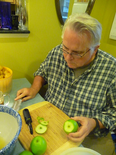 Dad chops apples