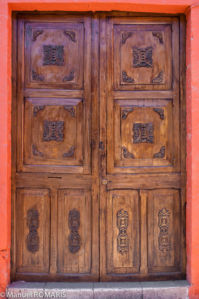 Arequipa, Peru, carved wooden door