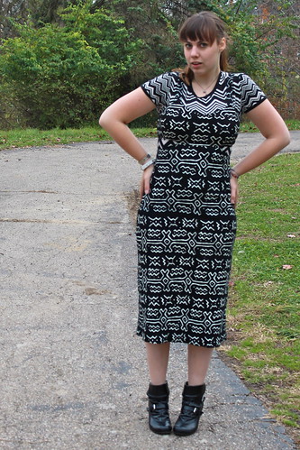 Outfit - Urban outfitters "new length" dress with peek-a-boo sides, missoni for Target T-shirt, Payless pirate booties