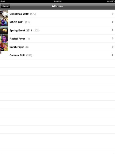 Down to 138 photos and videos on the iPad