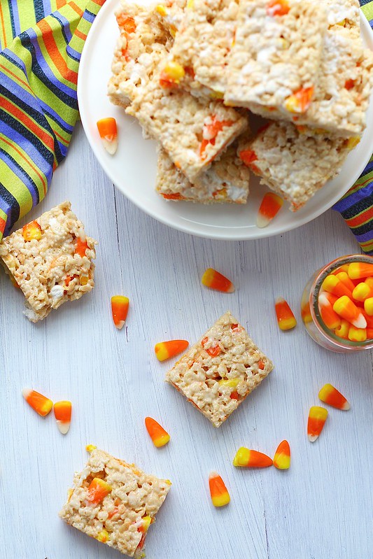 Browned Butter Candy Corn Rice Krispie Treats