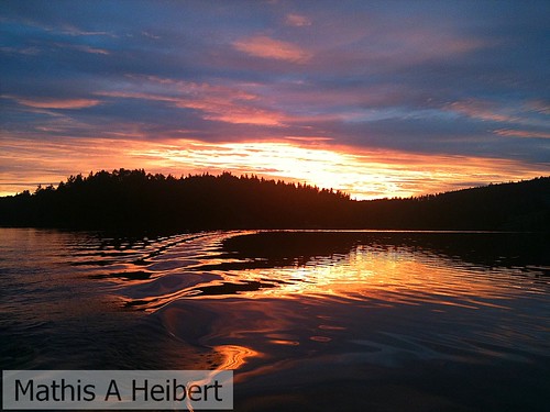 sunset summer lake sweden midnight