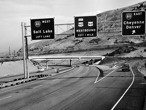 sign saltlakecity freeway 1960s i80 us40 interchange buttoncopy i215 overheadsign parleys i415 parleysway beltroute foothilldrive interstate415 us40a