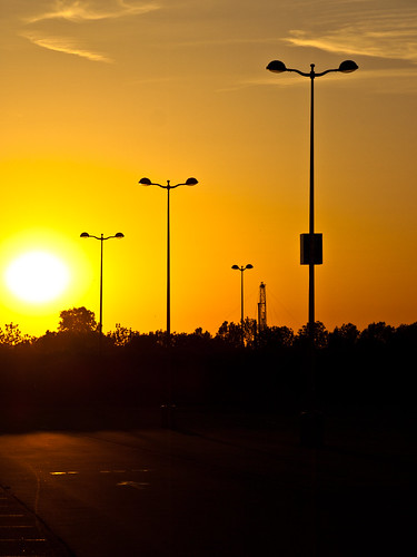 light sunset sky sun sunlight paris france color colour lamp silhouette clouds heaven post parking lot disney land posts