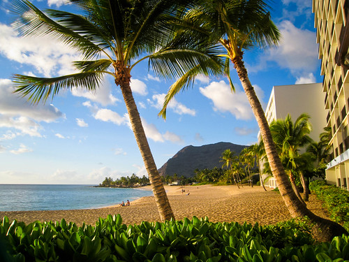 sky tree beach water clouds point hawaii sand view pacific princess oahu palm hawaiian tropical makaha waianae lahilahi