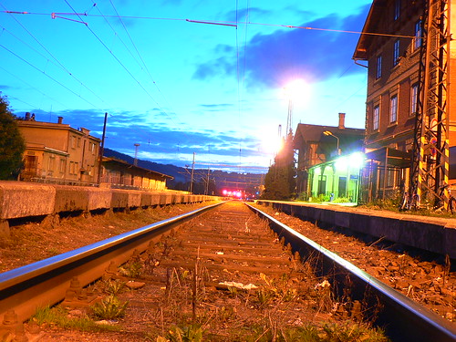 sunset station tracks nádraží