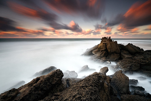 longexposure sunset santacruz seascape color portugal clouds island fire rocks le streaks cresende