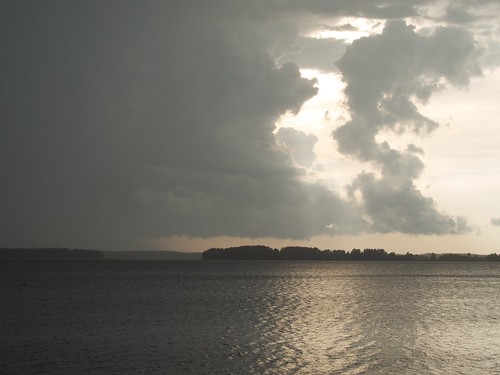 summer lake rain clouds finland evening kuortane