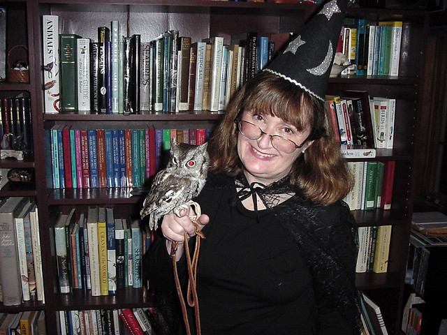 "Professor McGonagowl" and Archimedes, an Eastern Screech-Owl