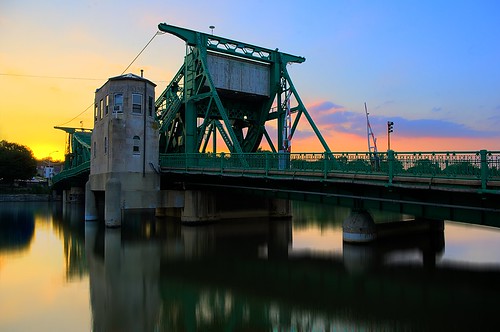 bridge sunset reflection illinois drawbridge hdr joliet pentaxkx