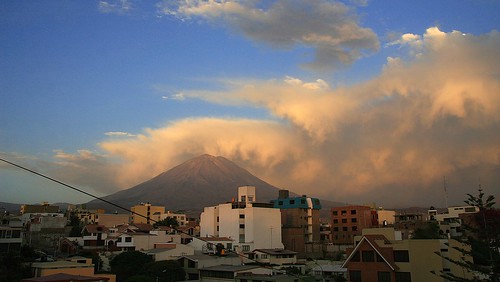 city sunset peru clouds view arequipa vulcano misti cayma