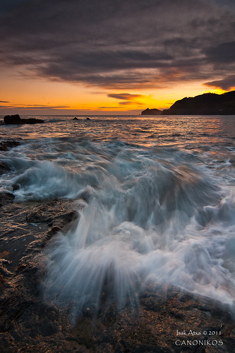 sea seascape water sunrise coast rocks waves bakio gztelugatxe