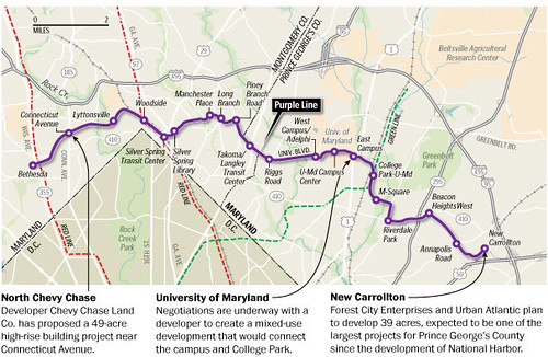 Purple Line routing and station map