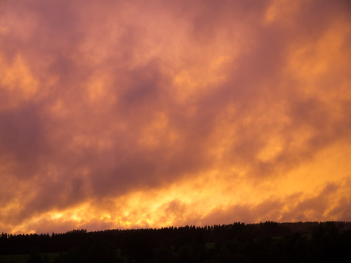 sky orange weather clouds landscape dawn distance huettenbach