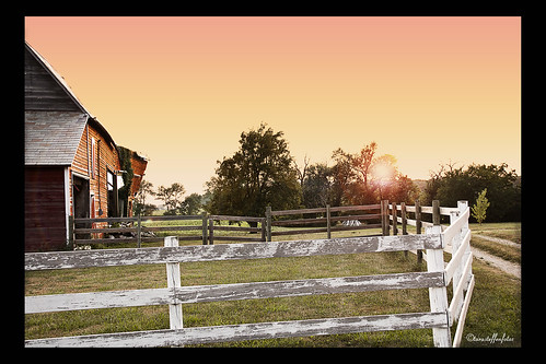 sunset fences oldbarns farms rual