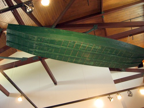 Johnboat in the rafters of the Bull Shoals Visitor Center