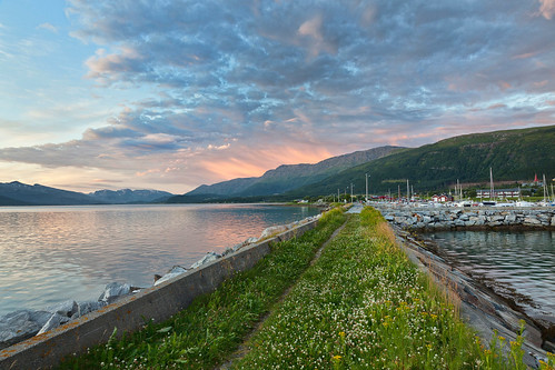 sunset norway clouds boats fjord nordnorge nordland nesna