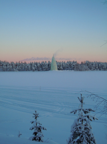 winter sunset tower ice fountain is vinter sweden lappland lapland torn solnedgång lycksele umeälven fontän umeriver istorn