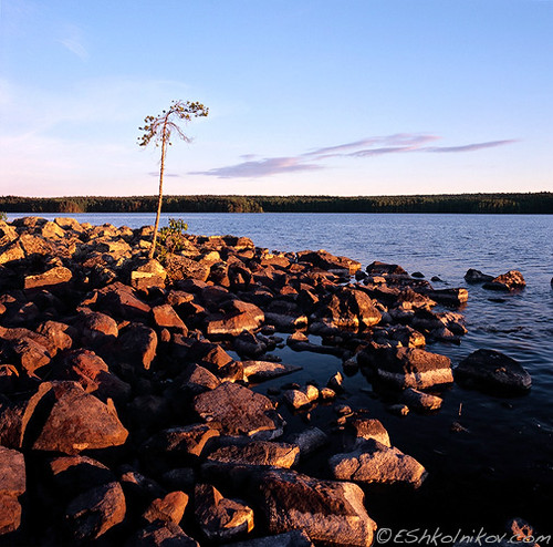 sunset lake west russia north onega