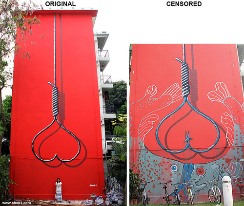 Graffiti Artist SHOK-1's 'Heart Noose' Mural in China. Image ©Shok-1