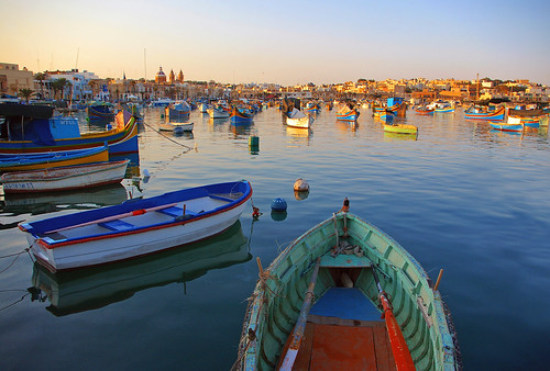 blue sunset sea wallpaper water boats mediterranean background malta fishingboats marsaxlokk totalphoto platinumheartaward justpentax pentaxart gettyimagesmalta1