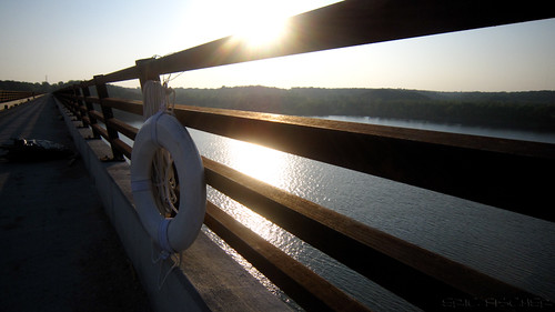 bridge sunset river iowa woodward railing lifebuoy lifepreserver hightrestletrail hightrestle
