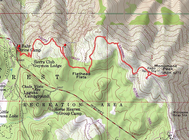 Delorme Topographic Map of the hike