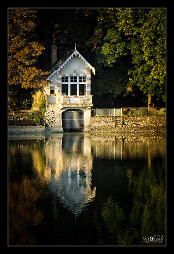 trees reflection water architecture sunrise river outdoors boathouse loiret