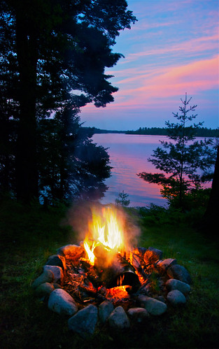 campfire sunset rhinelander wisconsin moens lake chain fourth light sun