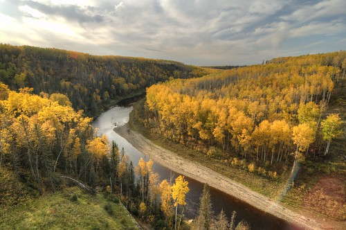 road wood bridge autumn trees orange fall yellow forest river buffalo nikon colorful fort canyon access mackay mcmurray leafs hdr confluence ravin athabasca d300 tonemapped cnrl flickraward doubleniceshot flickraward5