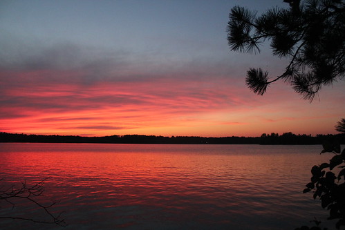 pink blue sunset lake nature water