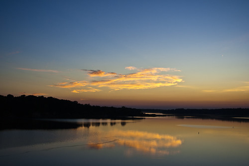 sunset lake reflection huntington indiana roush