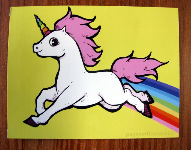 Rainbow unicorn postcard