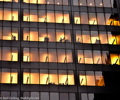Watching Occupy Wall Street from their high-rise Friday morning