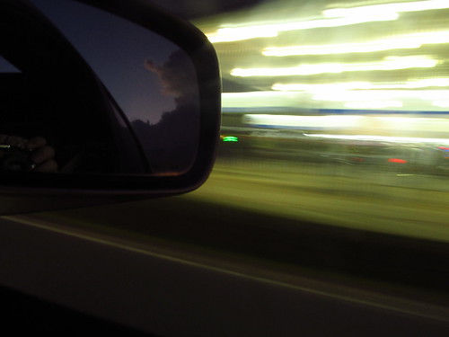 sunset motion blur car clouds mirror spring movement texas