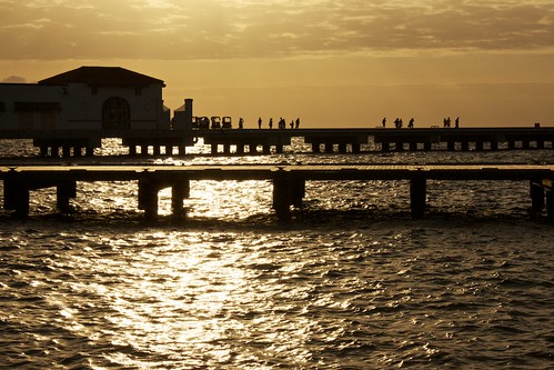 sunset water silhouette mexico pier gallery cozumel