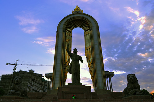 sunset monument asia central tajikistan dushanbe somoni