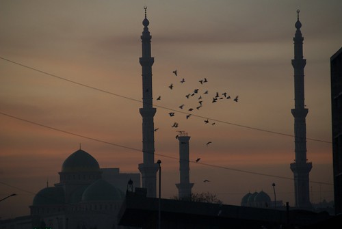 sunset travelling mosque backpacking syria