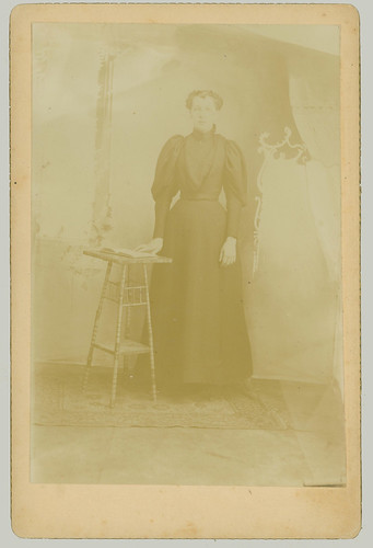 Cabinet Card woman and stool