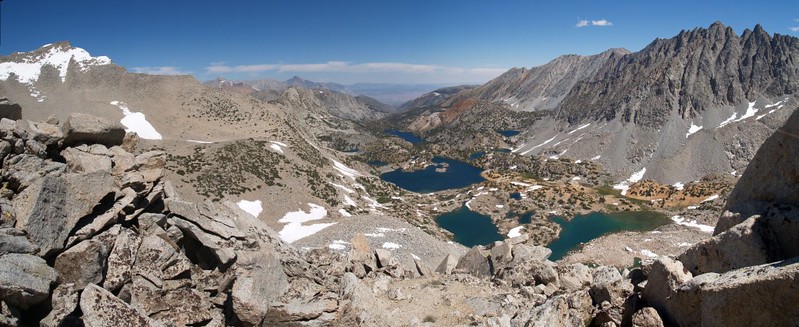Bishop Creek watershed panorama, Mt Goode on the left, Cloudripper and Picture Puzzle on the right