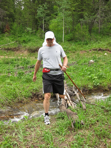 hiking, walking stick, crossing a stream, s… IMG_6865