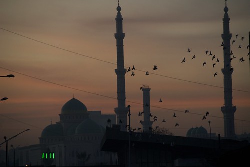 sunset travelling mosque backpacking syria