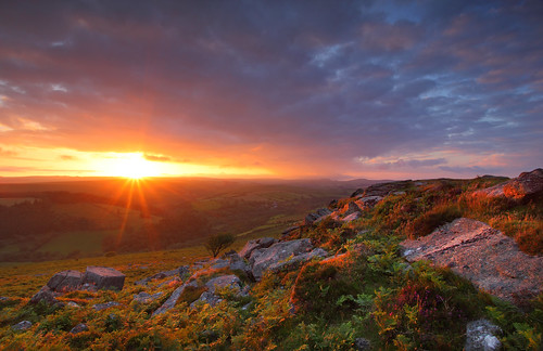 sunset sky sun tree clouds rural landscape photography rocks dusk devon granite dartmoor moorland westcountry yartor