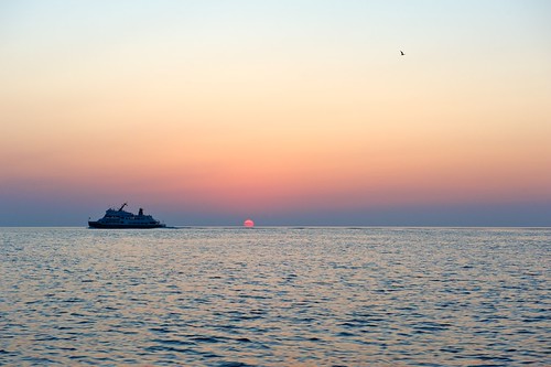 ocean sunset boat ship outdoor