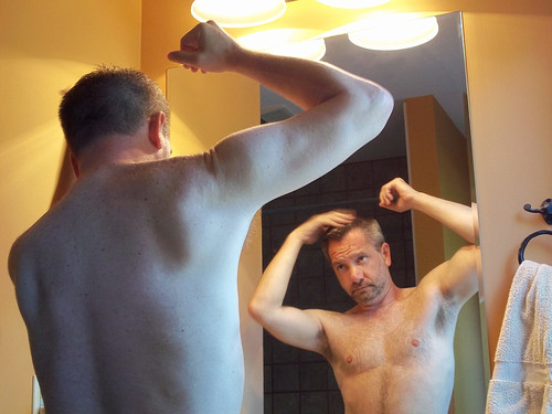 gay portrait selfportrait man naked beard bathroom mirror nipples chest saltandpepper armpits project365 davidsullivan davidnewengland 365rewind