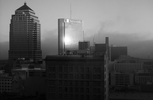 city morning columbus ohio urban fog sunrise downtown pentax pentaxkx rhodestower