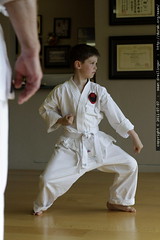 nick performing a goju ryu karate kata for his sensei 