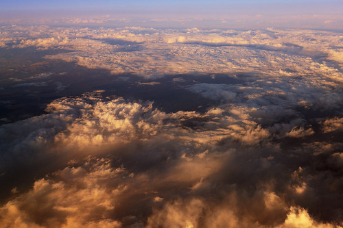 california sunset orange clouds aerial windowview