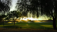 Watering the Golf Course at Sunset